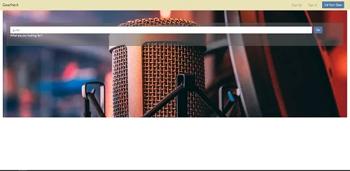 Gearpatch landing page with search bar