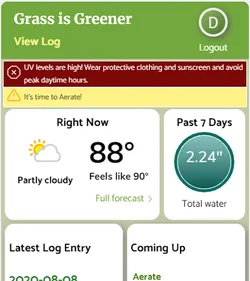 Closeup of alerts on the Greener landing page