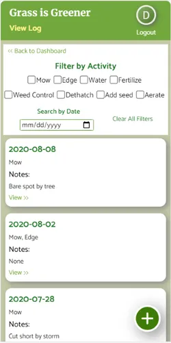 Greener activity log