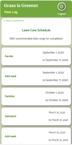 Greener lawn care schedule